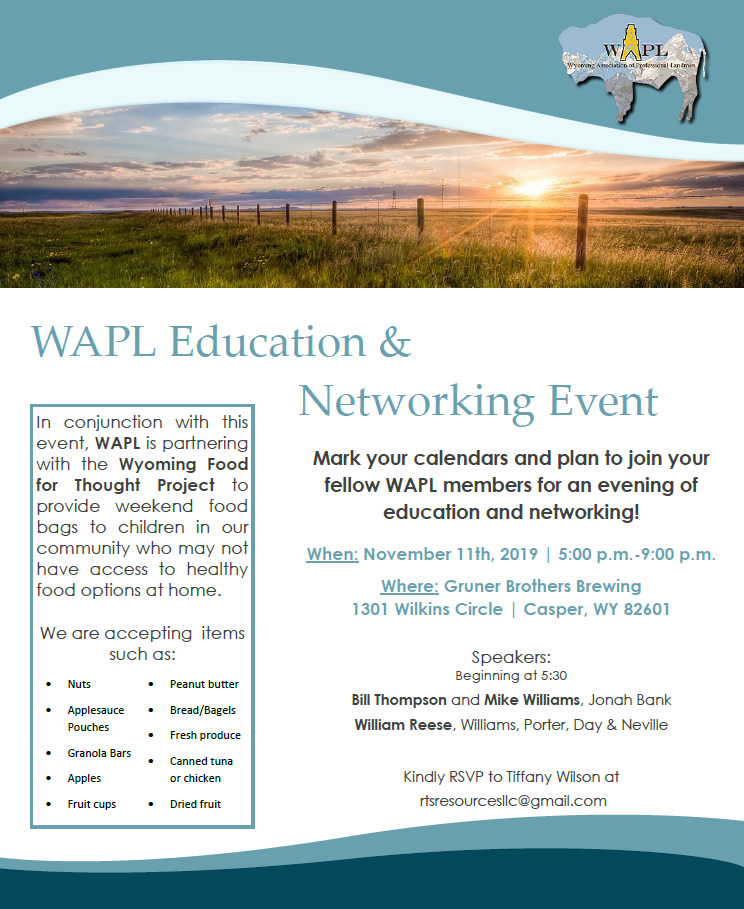 WAPL Educational Event and Networking in Casper, WY